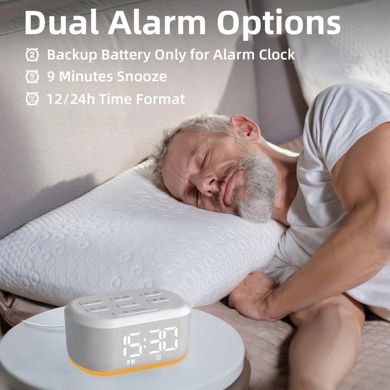 LazyNight Small Digital Alarm Clock for Bedrooms Sound Machine with 30 Soothing Sound Plug in Bedside Clock with Night Light Noise Machine Battery Backup 15 Wake up Sound Clock for Teen Kid Heavy Sleeper Snooze - Image 3